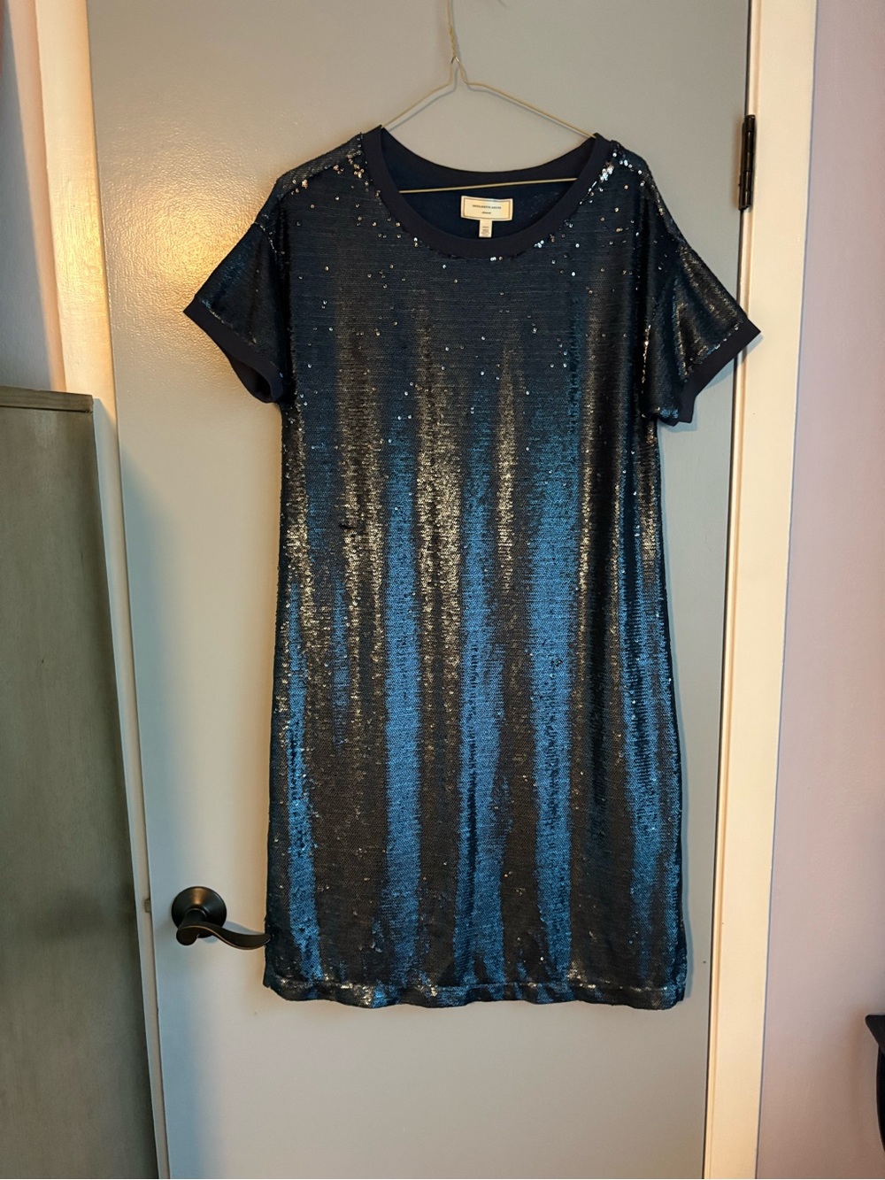 Moulinette Soeurs Navy Sequin Shift Mini Dress - Picture 3 of 8
